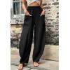 imageCHARTOU Casual Elastic Waist Harem Pants Women with Pockets Summer Barrel Pants Palazzo Sweatpants Lightweight SlacksBlack