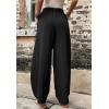 imageCHARTOU Casual Elastic Waist Harem Pants Women with Pockets Summer Barrel Pants Palazzo Sweatpants Lightweight SlacksBlack