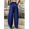 imageCHARTOU Casual Elastic Waist Harem Pants Women with Pockets Summer Barrel Pants Palazzo Sweatpants Lightweight SlacksBlue