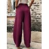 imageCHARTOU Casual Elastic Waist Harem Pants Women with Pockets Summer Barrel Pants Palazzo Sweatpants Lightweight SlacksDark Red