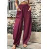 imageCHARTOU Casual Elastic Waist Harem Pants Women with Pockets Summer Barrel Pants Palazzo Sweatpants Lightweight SlacksDark Red