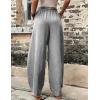 imageCHARTOU Casual Elastic Waist Harem Pants Women with Pockets Summer Barrel Pants Palazzo Sweatpants Lightweight SlacksGrey