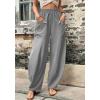 imageCHARTOU Casual Elastic Waist Harem Pants Women with Pockets Summer Barrel Pants Palazzo Sweatpants Lightweight SlacksGrey