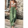 imageCHARTOU Casual Elastic Waist Harem Pants Women with Pockets Summer Barrel Pants Palazzo Sweatpants Lightweight SlacksLight Green