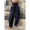 imageCHARTOU Casual Elastic Waist Harem Pants Women with Pockets Summer Barrel Pants Palazzo Sweatpants Lightweight SlacksNavy