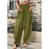 imageCHARTOU Casual Elastic Waist Harem Pants Women with Pockets Summer Barrel Pants Palazzo Sweatpants Lightweight SlacksOlive Green