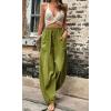 imageCHARTOU Casual Elastic Waist Harem Pants Women with Pockets Summer Barrel Pants Palazzo Sweatpants Lightweight SlacksOlive Green