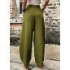 imageCHARTOU Casual Elastic Waist Harem Pants Women with Pockets Summer Barrel Pants Palazzo Sweatpants Lightweight SlacksOlive Green