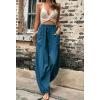 imageCHARTOU Casual Elastic Waist Harem Pants Women with Pockets Summer Barrel Pants Palazzo Sweatpants Lightweight SlacksPeacock Green