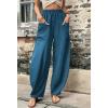 imageCHARTOU Casual Elastic Waist Harem Pants Women with Pockets Summer Barrel Pants Palazzo Sweatpants Lightweight SlacksPeacock Green