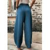 imageCHARTOU Casual Elastic Waist Harem Pants Women with Pockets Summer Barrel Pants Palazzo Sweatpants Lightweight SlacksPeacock Green