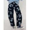 imageCHARTOU Floral Barrel Jeans Women Y2k Baggy Wide Leg Pants Patchwork Boyfriend Cargo Printed Denim JeansBlack