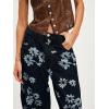 imageCHARTOU Floral Barrel Jeans Women Y2k Baggy Wide Leg Pants Patchwork Boyfriend Cargo Printed Denim JeansBlack