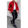imageCHARTOU Mens Denim Jacket Casual Regular Fit Button Down Long Sleeve Jean Trucker JacketRed