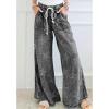 imageCHARTOU Women Baggy Wide Leg Drawstring Jeans Flare Elastic High Waist Star Printed Jeans Loose Denim PantsGrey