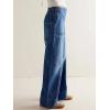 imageCHARTOU Women Boyfriend Wide Leg Denim Pants Back Smocked High Waist Jean Y2K Trendy Long Pants with PocketsDark Blue