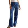 imageCHARTOU Women Boyfriend Wide Leg Denim Pants Back Smocked High Waist Jean Y2K Trendy Long Pants with PocketsDark Blue