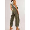 imageCHARTOU Women Casual Denim Bib Overalls Baggy Barrel Jeans Y2k Wide Leg Denim Jumpsuit Mid Rise Boyfriend Harem PantsArmy Green
