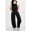 imageCHARTOU Women Casual Denim Bib Overalls Baggy Barrel Jeans Y2k Wide Leg Denim Jumpsuit Mid Rise Boyfriend Harem PantsBlack