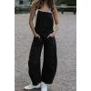 imageCHARTOU Women Casual Denim Bib Overalls Baggy Barrel Jeans Y2k Wide Leg Denim Jumpsuit Mid Rise Boyfriend Harem PantsBlack