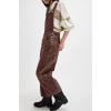imageCHARTOU Women Casual Denim Bib Overalls Baggy Barrel Jeans Y2k Wide Leg Denim Jumpsuit Mid Rise Boyfriend Harem PantsChocolate