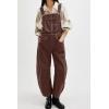 imageCHARTOU Women Casual Denim Bib Overalls Baggy Barrel Jeans Y2k Wide Leg Denim Jumpsuit Mid Rise Boyfriend Harem PantsChocolate