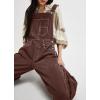 imageCHARTOU Women Casual Denim Bib Overalls Baggy Barrel Jeans Y2k Wide Leg Denim Jumpsuit Mid Rise Boyfriend Harem PantsChocolate