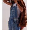 imageCHARTOU Women Casual Denim Bib Overalls Baggy Barrel Jeans Y2k Wide Leg Denim Jumpsuit Mid Rise Boyfriend Harem PantsDark Blue