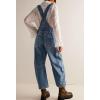imageCHARTOU Women Casual Denim Bib Overalls Baggy Barrel Jeans Y2k Wide Leg Denim Jumpsuit Mid Rise Boyfriend Harem PantsDark Blue