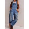 imageCHARTOU Women Casual Denim Bib Overalls Baggy Barrel Jeans Y2k Wide Leg Denim Jumpsuit Mid Rise Boyfriend Harem PantsDark Blue