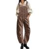 imageCHARTOU Women Casual Denim Bib Overalls Baggy Barrel Jeans Y2k Wide Leg Denim Jumpsuit Mid Rise Boyfriend Harem PantsLeopard