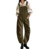 imageCHARTOU Women Casual Denim Bib Overalls Baggy Barrel Jeans Y2k Wide Leg Denim Jumpsuit Mid Rise Boyfriend Harem PantsLeopard Green