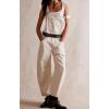 imageCHARTOU Women Casual Denim Bib Overalls Baggy Barrel Jeans Y2k Wide Leg Denim Jumpsuit Mid Rise Boyfriend Harem PantsOffwhite