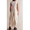 imageCHARTOU Women Casual Denim Bib Overalls Baggy Barrel Jeans Y2k Wide Leg Denim Jumpsuit Mid Rise Boyfriend Harem PantsOffwhite