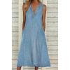 imageCHARTOU Women Casual Sleeveless Denim Midi Dress A Line SummerBlue