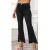 imageCHARTOU Women Cute Stretch Denim Jeans Ripped Distressed Frayed Hem Denim Pants Tassel Fringe Cropped JeansBlack