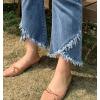imageCHARTOU Women Cute Stretch Denim Jeans Ripped Distressed Frayed Hem Denim Pants Tassel Fringe Cropped JeansBlue