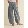 imageCHARTOU Women Embroidered Barrel Jeans Floral Baggy Jeans Loose Mid Rise Wide Leg Denim Pants with PocketsLight Blue