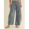 imageCHARTOU Women Embroidered Barrel Jeans Floral Baggy Jeans Loose Mid Rise Wide Leg Denim Pants with PocketsLight Blue