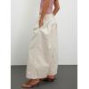 imageCHARTOU Women Flare Wide Leg Jeans Baggy Cropped Mid Rise Jeans Pleated Ruffle Denim Pants with PocketsBeige