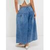 imageCHARTOU Women Flare Wide Leg Jeans Baggy Cropped Mid Rise Jeans Pleated Ruffle Denim Pants with PocketsDark Blue