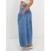 imageCHARTOU Women Flare Wide Leg Jeans Baggy Cropped Mid Rise Jeans Pleated Ruffle Denim Pants with PocketsDark Blue