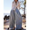imageCHARTOU Women Flare Wide Leg Jeans Baggy Cropped Mid Rise Jeans Pleated Ruffle Denim Pants with PocketsLight Blue