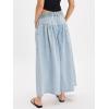 imageCHARTOU Women Flare Wide Leg Jeans Baggy Cropped Mid Rise Jeans Pleated Ruffle Denim Pants with PocketsLight Blue