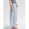 imageCHARTOU Women Flare Wide Leg Jeans Baggy Cropped Mid Rise Jeans Pleated Ruffle Denim Pants with PocketsLight Blue