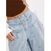 imageCHARTOU Women Flare Wide Leg Jeans Baggy Cropped Mid Rise Jeans Pleated Ruffle Denim Pants with PocketsLight Blue