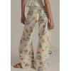 imageCHARTOU Women Floral Denim Wide Leg Pants High Waist Floor Length Baggy Barrel JeansYellow