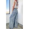 imageCHARTOU Women Loose Fit Denim Jumpsuit Adjustable Straps Wide Leg Long Pants Frayed Jean OverallsBlue