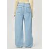 imageCHARTOU Women Mid Waisted Hollow Out Floral Jeans Straight Wide Leg Baggy Jeans Denim PantsBlue