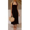 imageCHARTOU Women Sexy Spaghetti Strap Cut Out Smocked Dress Party Backless Flowy Midi Dress with PocketBlack